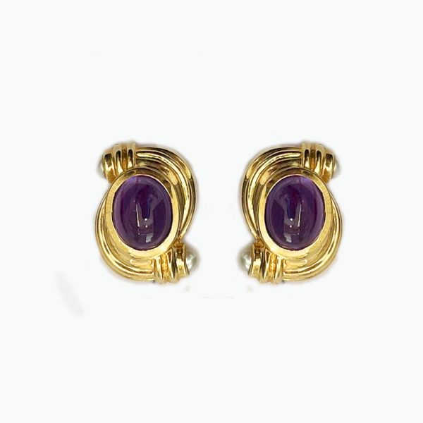 14k gold Amethyst Earrings with Pearls