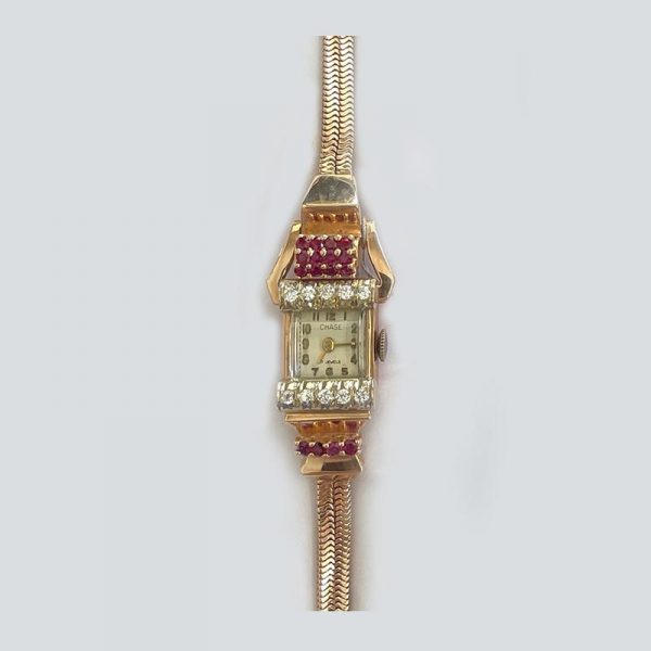 Vintage Ruby Diamond bracelet watch
