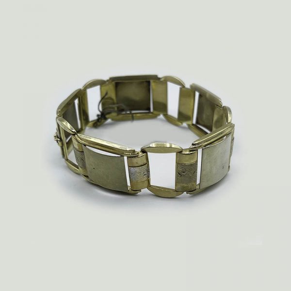 14kt Gold Two Tone Mid Century Links Bracelet