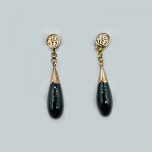 14kt gold Jade Teardrop earrings