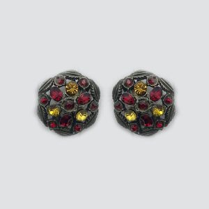 Vintage Rhinestone Multicolored Stone Rounded Earrings