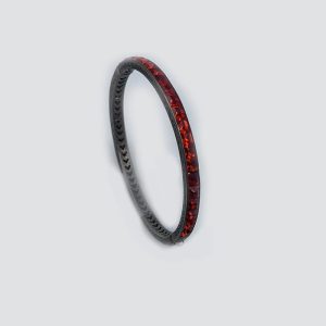 Antique Sterling “Diamond Jim Brady” bracelet with channel-set red rhinestones