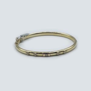 14k Yellow Gold Screw Bracelet with Tri Color Accents