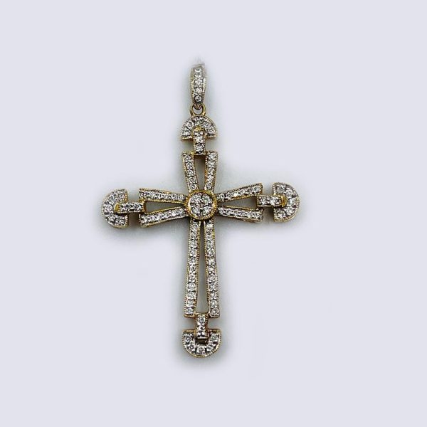 14kt Gold Cross Pendant with Diamonds