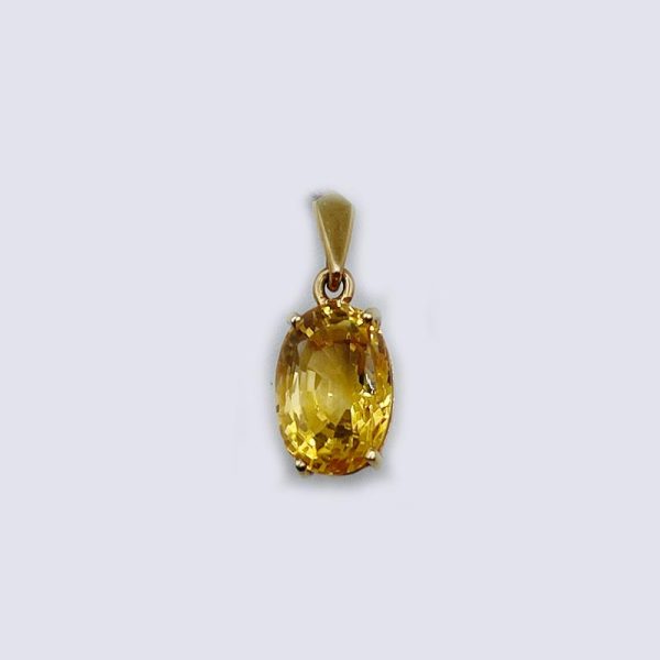 14kt Gold and Oval Citrine Pendant
