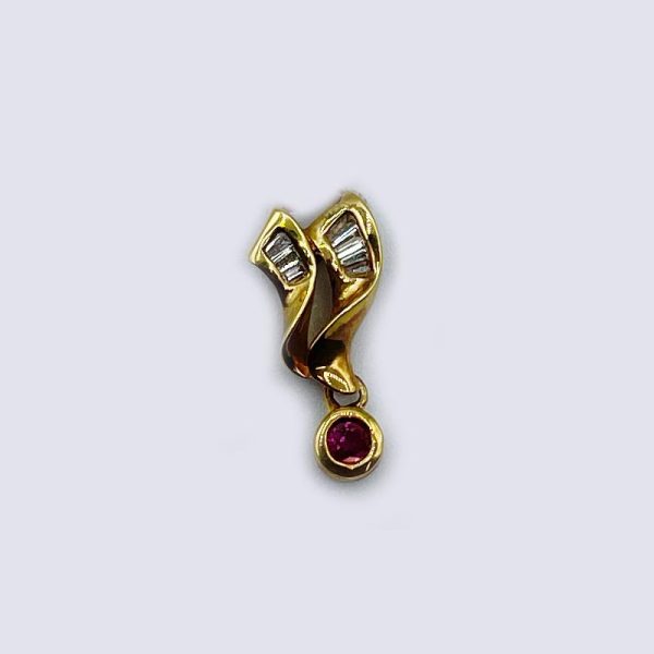 14Kt Gold Slide Pendant with Diamonds and Rubies