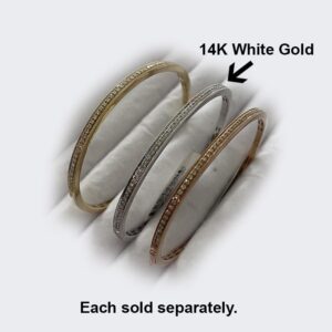 14k White Gold Hinged Bangle Bracelet with Bead Set Diamonds