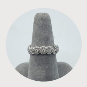 Diamond Platinum Eternity Ring with Ribbon Design