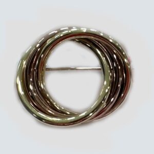 14kt Tri Color Gold Banded 3-Ring Brooch
