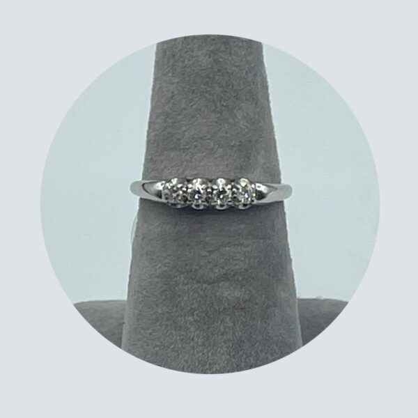14K White Gold Ring with 4 Diamonds