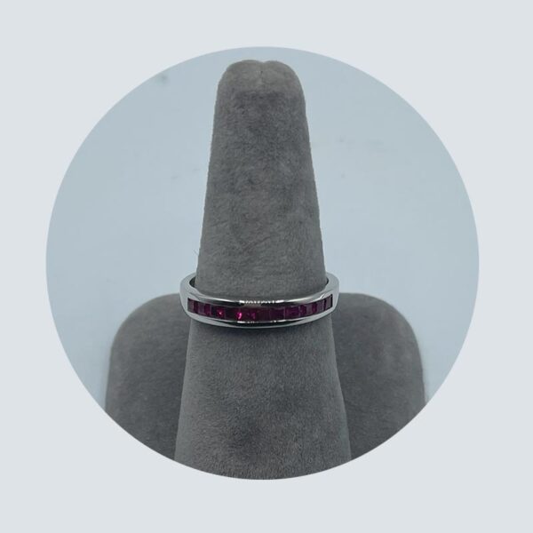 14kt White Gold Band with Rubies