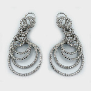 14k White Gold Cascading Circle Diamond Earrings