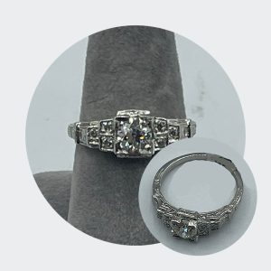 Platinum Ring with "Staircase" Layered Diamonds - OEC