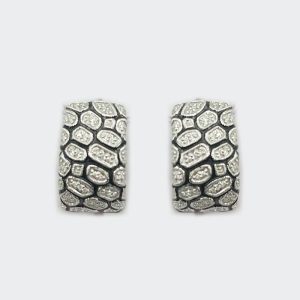 14K White Gold Curved Nuggets Earrings