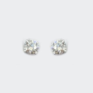 14K White Gold Diamond Stud Earrings 4-Prong