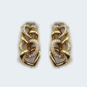 18K Gold 4 Intertwining Hearts - Gold and Diamonds