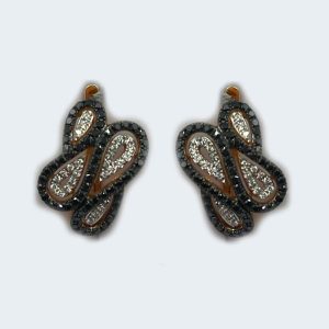 18K Rose Gold Earrings with Black and White Diamonds