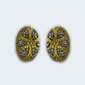 18K Yellow Gold Oval Earrings studded with Yellow Sapphires