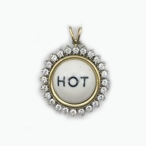 14K Gold Pendant HOT with Bordering Diamonds