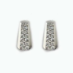 14K White Gold Cluster Diamonds Earrings