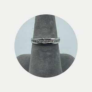 14K White Gold Eternity Ring with Diamond Layer