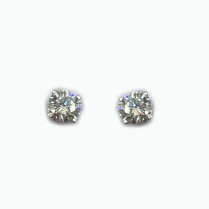 14K White Gold Round Diamond Stud Earrings