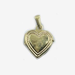 14K Yellow Gold Heart Locket with Rope Border