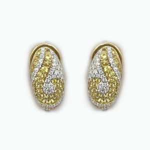 14K Yellow Silver and Gold "Nugget" Oval Earrings