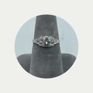 18K White Gold Eternity Ring with Old European Cut Diamond