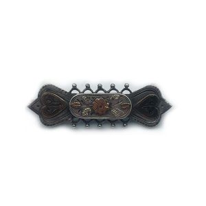 9KT Scottish Silver Brooch Pin - Hearts and Flowers