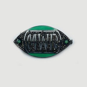 MWR Pre-WWII Brooch with Enamel Sterling Silver and Marcasite