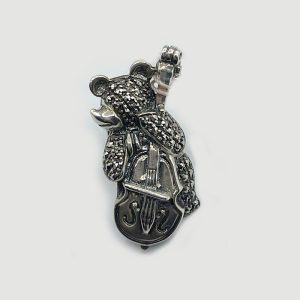 Marcasite Bear with Cello Brooch