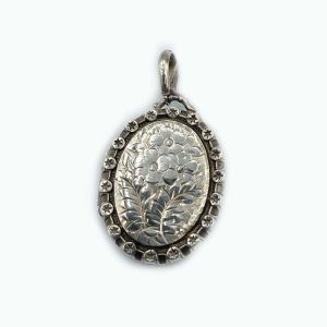 Scottish Silver Antique Locket - Flower Patch and Stars