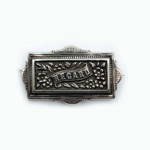 Scottish Silver Antique Pin/Brooch "Regard" with Flowers