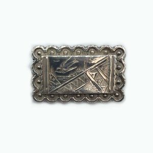 Scottish Silver Antique Pin-Brooch Scalloped Rectangle