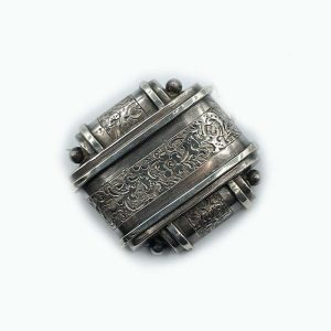 Scottish Silver Open Scroll Criss-Cross Pin/Brooch - Intricate Flowers
