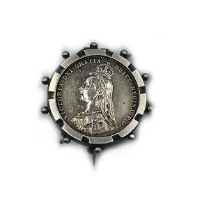 Scottish Silver Victorian "Mini Coin" Pin Victoria Dei Gratia