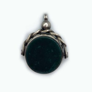 Scottish Sterling Silver Pendant with Green Cornelian Stone
