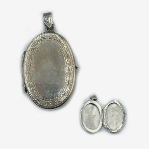 Sterling Silver Oval Locket with Intricate Border