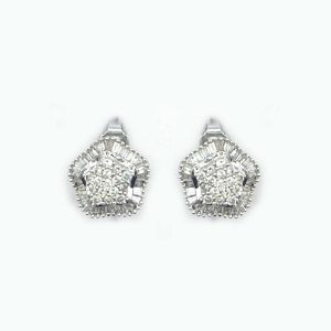 White Gold Small Star Earrings with Diamonds