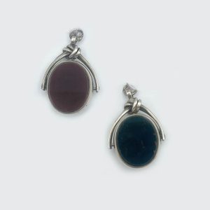 Sterling Double-Sided Pendant, Bloodstone and Carnelian