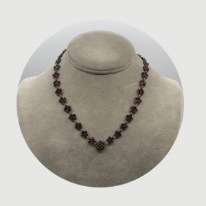 Antique Garnet Flowers Necklace