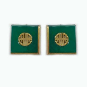 14K Gold Green Onyx Cufflinks