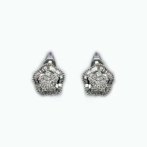 14K White Gold Star Earrings with Diamonds