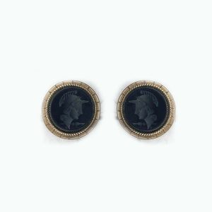 Yellow Gold Filled Black Onyx Intaglio Cufflinks